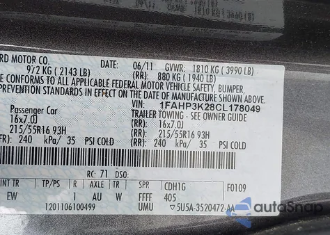 2012 Ford Focus Se из США, поврежденный, VIN 1FAHP3K28CL178049